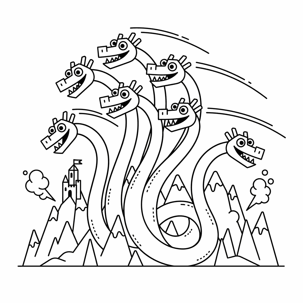 Illustration of a hydra representing documentation challenges